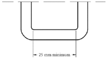 Diagram showing Width of Lower Universal Anchorage Bar, Top View with measurement.