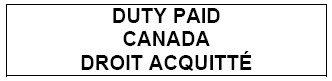 Outline of a rectangle with the following text inside Duty Paid Canada Droit Acquitté