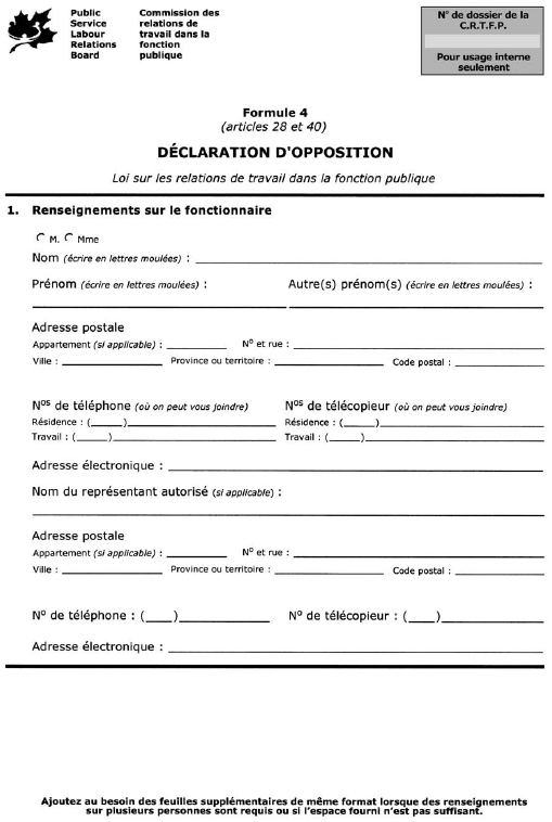 Formule 4 (articles 28 et 40) Déclaration d’opposition