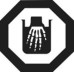 Symbol for danger - corrosive to eyes and skin, consisting of an eight-sided shape outline with bones of a hand inside.