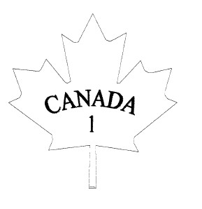Contour d’une feuille d’érable avec le mot CANADA et le chiffre 1 inscrits à l’intérieur.