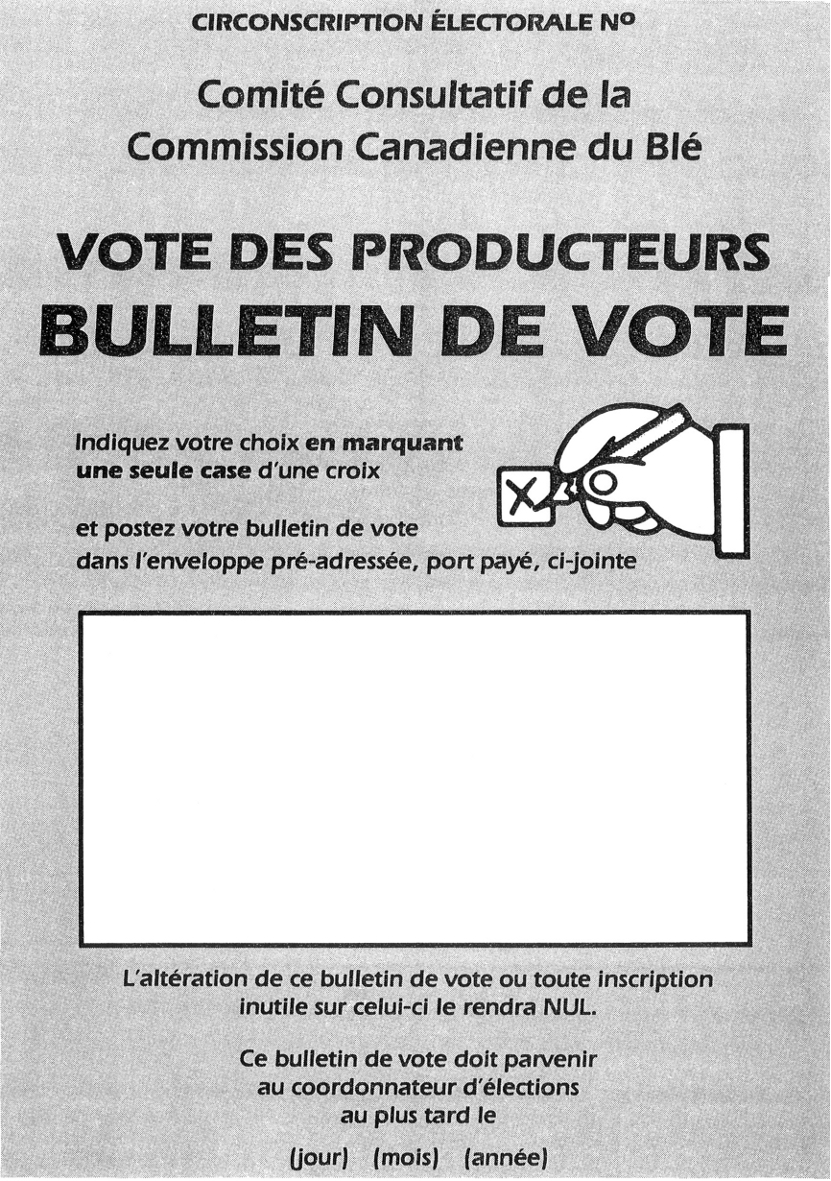 Exemple de bulletin de vote des producteurs avec une zone vide rectangulaire