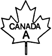 Outline of a maple leaf with the following text inside CANADA A