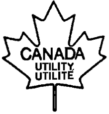 Outline of a maple leaf with the following text inside CANADA UTILITY UTILITÉ