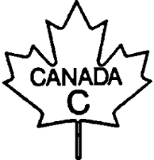 Outline of a maple leaf with the following text inside CANADA C